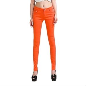 Women Orange Skinny Jeans Sz XS Wet Seal